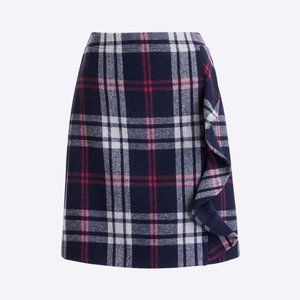 Ruffle-front Mini Skirt in Double Serge Wool
